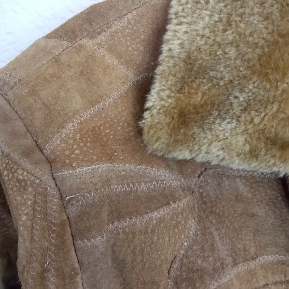 Leather Works Tan Suede Leather Faux Fur Jacket - Picture 4 of 13